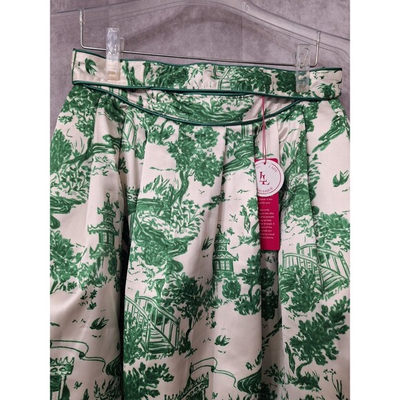 Lake Lady Graphic Print Circle Skirt Sz Small Pocket Oriental Derby Formal Party - Picture 3 of 13